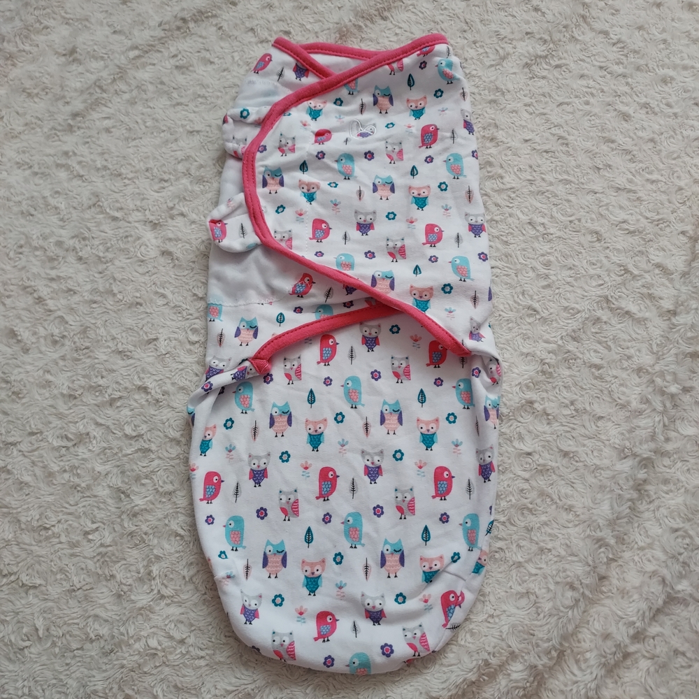 SwaddleMe Original Size Large Pink & White Cozy Baby Swaddle Owls